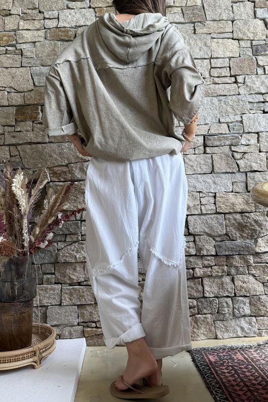 Rustic Nature Linen Blend Hippie Shake Hoodie Washed Walnut 